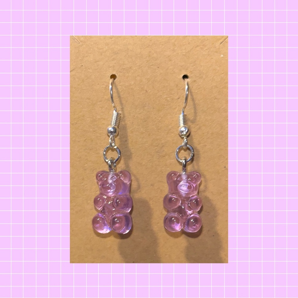 Purple gummy bear earrings